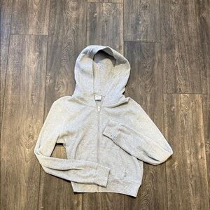 Women’s TNA Aritzia Waffle Zip Hoodie - Size Medium - Heather Dove Grey - GREAT